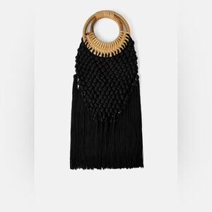 ZARA Braided tote bag with bamboo handles!